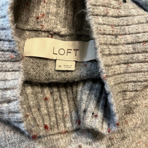 LOFT gray speck turtleneck tunic sweater M - Picture 4 of 5